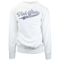 Utah State Aggies Embroidered Outline Unisex Crew Sweatshirt white